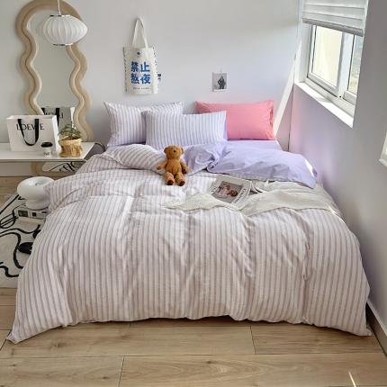 91家纺网 家纺一手货源 找家纺 （总）绫韵 2023秋冬季新品提花条纹全棉色织水洗棉系列1