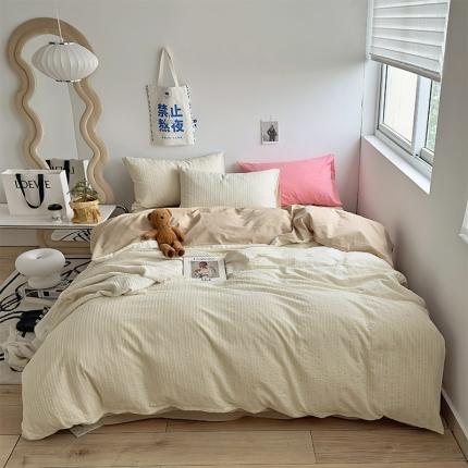 绫韵 2023秋冬季新品提花条纹全棉色织水洗棉系列1 提花-黄条