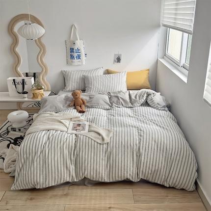 绫韵 2023秋冬季新品提花条纹全棉色织水洗棉系列1 提花-灰条