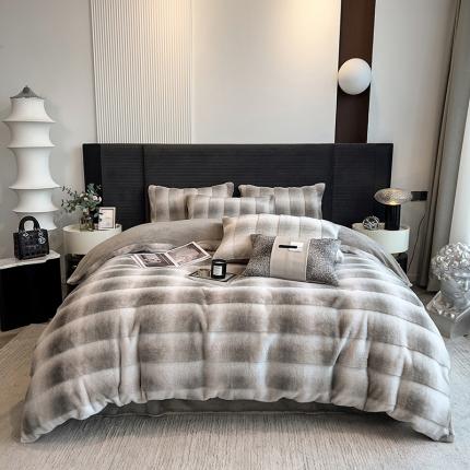 91家纺网 家纺一手货源 找家纺 （汇总）宜代光年 2023新款A版渐变色兔毛绒B版牛奶绒兔兔绒四件套