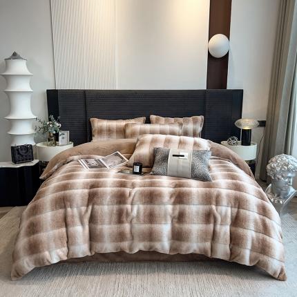 91家纺网 家纺一手货源 找家纺 （汇总）宜代光年 2023新款A版渐变色兔毛绒B版牛奶绒兔兔绒四件套