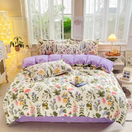 91家纺网 家纺一手货源 找家纺 （总）直播2024新款斜纹磨毛印花四件套植物羊绒套件