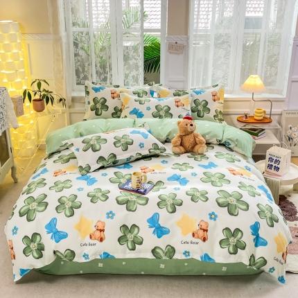 91家纺网 家纺一手货源 找家纺 红日子 2023新款斜纹磨毛印花四件套植物羊绒套件梦田园香