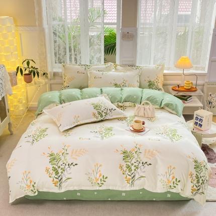 91家纺网 家纺一手货源 找家纺 红日子 2023新款斜纹磨毛印花四件套植物羊绒套件叶间话语