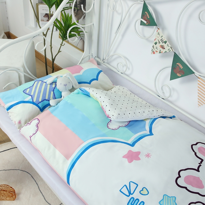 91家纺网 家纺一手货源 找家纺 沁童 2023新款儿童卡通睡袋 彩虹兔