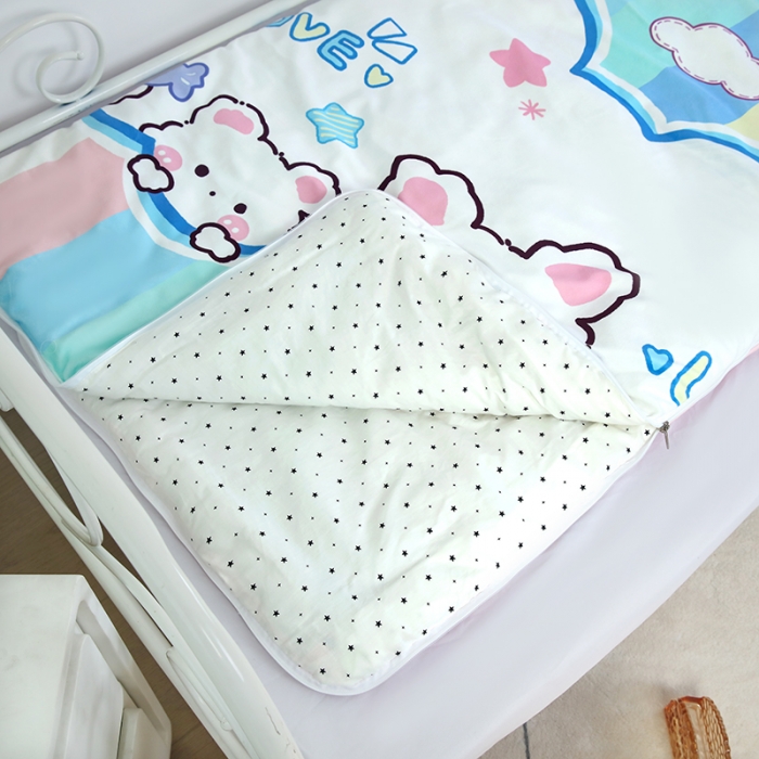 91家纺网 家纺一手货源 找家纺 沁童 2023新款儿童卡通睡袋 彩虹兔