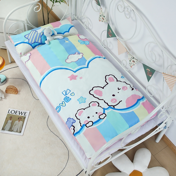 91家纺网 家纺一手货源 找家纺 沁童 2023新款儿童卡通睡袋 彩虹兔