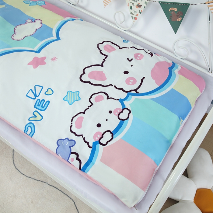 91家纺网 家纺一手货源 找家纺 沁童 2023新款儿童卡通睡袋 彩虹兔