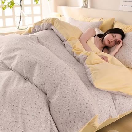 91家纺网 家纺一手货源 找家纺 圣靓 2025新款小竺棉加绒宝宝绒牛奶绒四件套 小睡棉灰