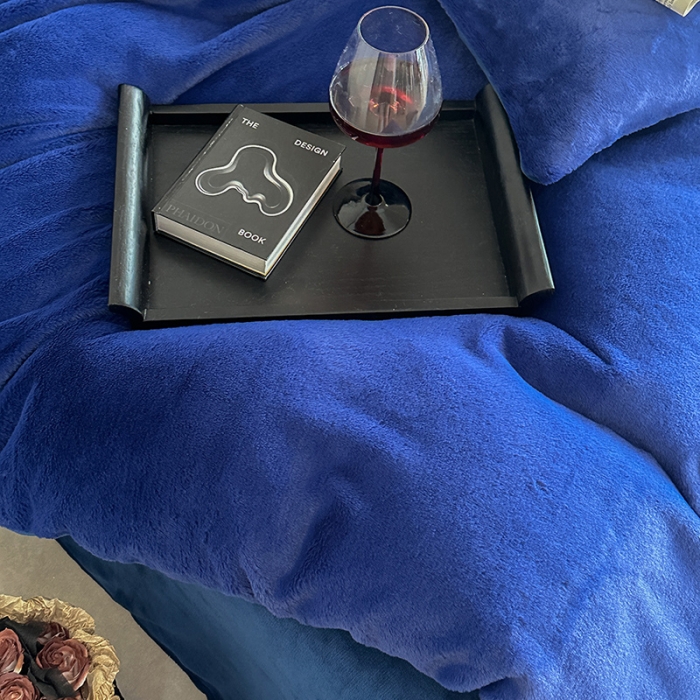 91家纺网 家纺一手货源 找家纺 萝莉家纺 2023新款ins小清新兔兔绒牛奶绒四件套 兔绒宝蓝