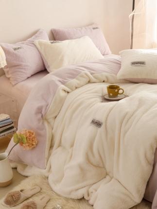 91家纺网 家纺一手货源 找家纺 （总）金奇达2024秋冬保暖加厚绒类兔兔绒四件套-【MM元气兔绒】系列