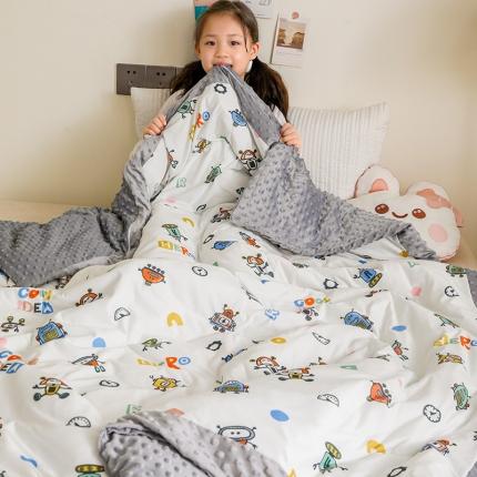 91家纺网 家纺一手货源 找家纺 十九色 2024新款针织棉婴幼儿安抚可拆卸豆豆被 机器人