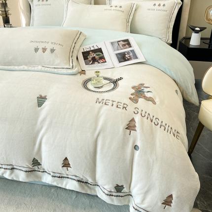 家居1号 230克牛奶绒全消光冬季爆款唯美意境 唯美意境-奶昔白+湖蓝