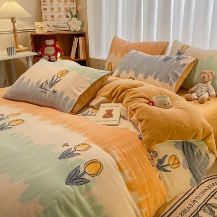 91家纺网 家纺一手货源 找家纺 （总）大渔生活 2025新款专版高克重牛奶绒印花四件套