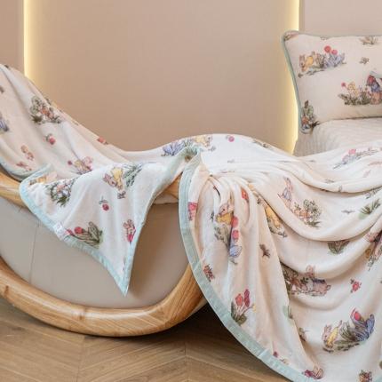 91家纺网 家纺一手货源 找家纺 简宜家居 2023新款牛奶绒印花四季毯一毯多用毛毯 花园兔