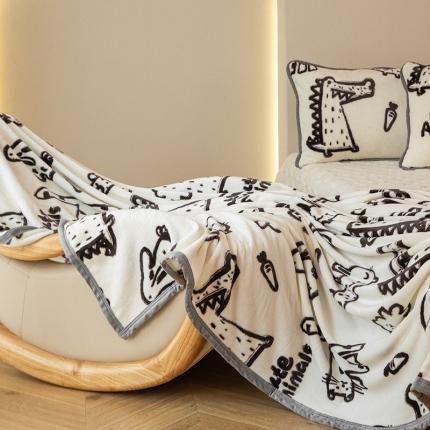 91家纺网 家纺一手货源 找家纺 简宜家居 2023新款牛奶绒印花四季毯一毯多用毛毯 简笔画