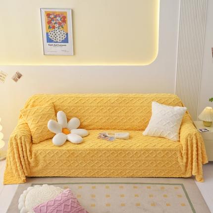 91家纺网 家纺一手货源 找家纺 （总）启博 2023新款纯色提花绒沙发巾