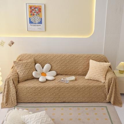 91家纺网 家纺一手货源 找家纺 （总）启博 2023新款纯色提花绒沙发巾