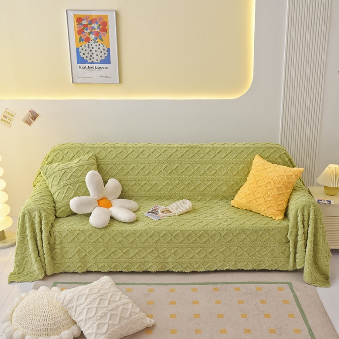 91家纺网 家纺一手货源 找家纺 （总）启博 2023新款纯色提花绒沙发巾