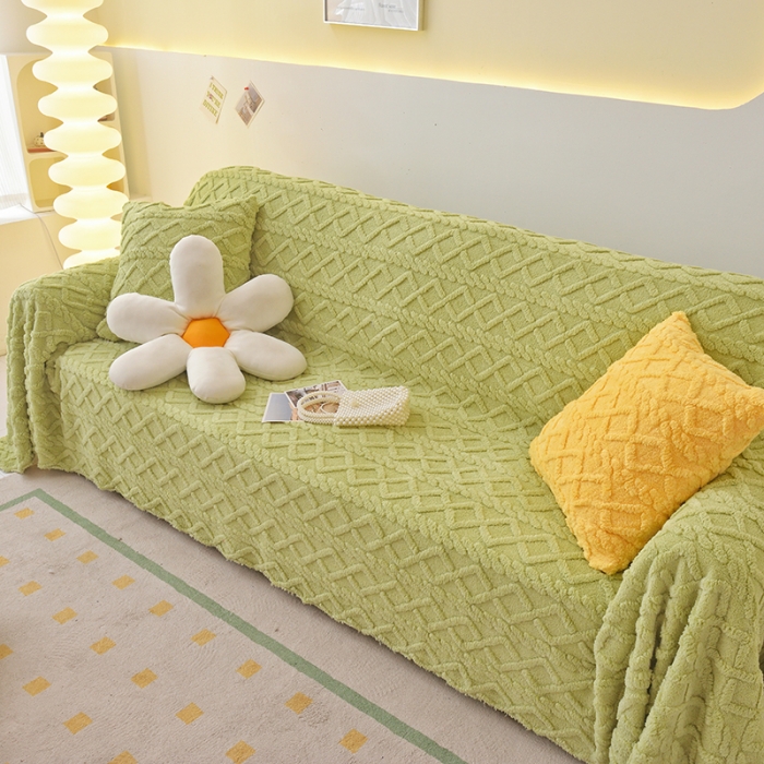 91家纺网 家纺一手货源 找家纺 （总）启博 2023新款纯色提花绒沙发巾