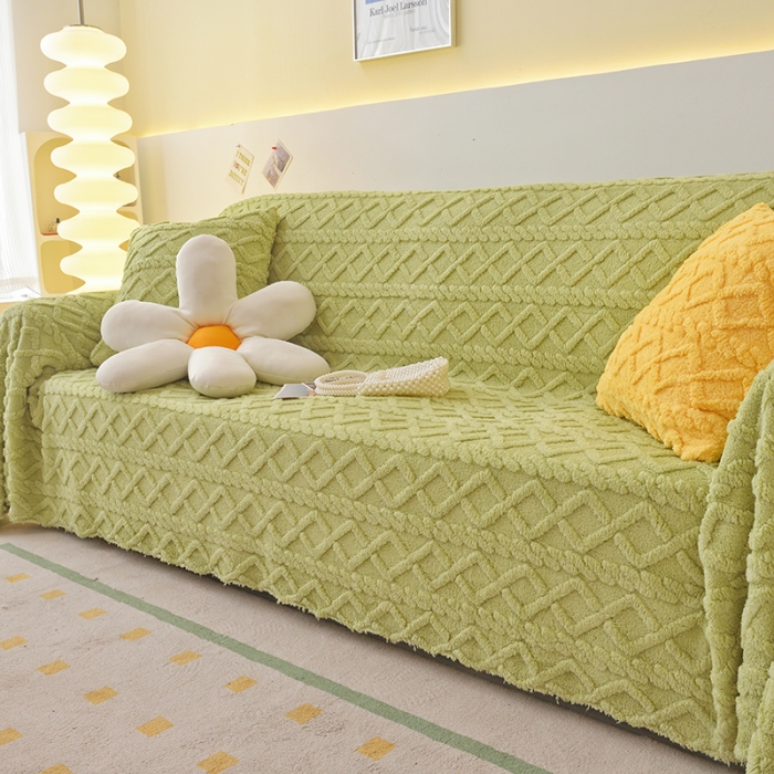 91家纺网 家纺一手货源 找家纺 （总）启博 2023新款纯色提花绒沙发巾