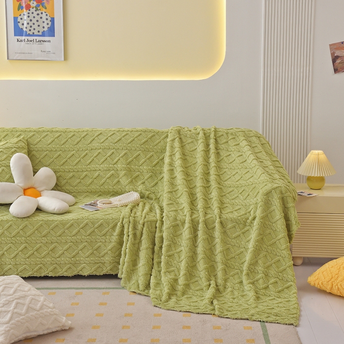 91家纺网 家纺一手货源 找家纺 （总）启博 2023新款纯色提花绒沙发巾