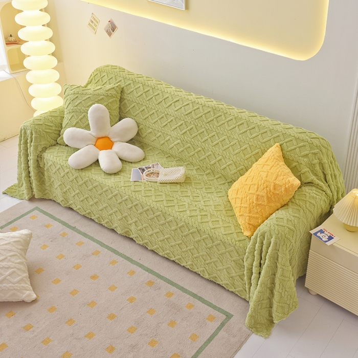 91家纺网 家纺一手货源 找家纺 （总）启博 2023新款纯色提花绒沙发巾