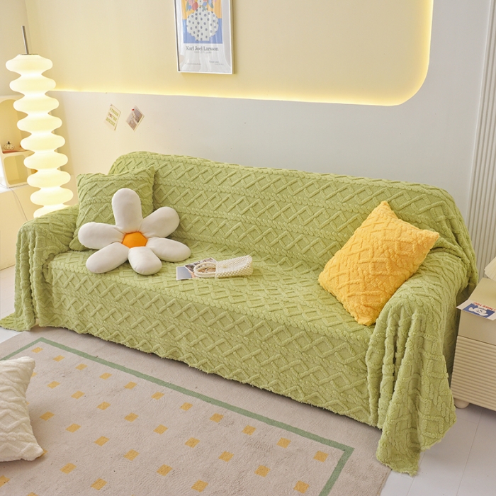 91家纺网 家纺一手货源 找家纺 （总）启博 2023新款纯色提花绒沙发巾