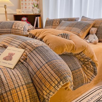 91家纺网 家纺一手货源 找家纺 大渔生活 2024新款牛奶绒印花系列四件套 东宫