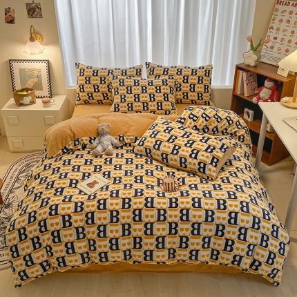 91家纺网 家纺一手货源 找家纺 大渔生活 2024新款牛奶绒印花系列四件套 剑桥