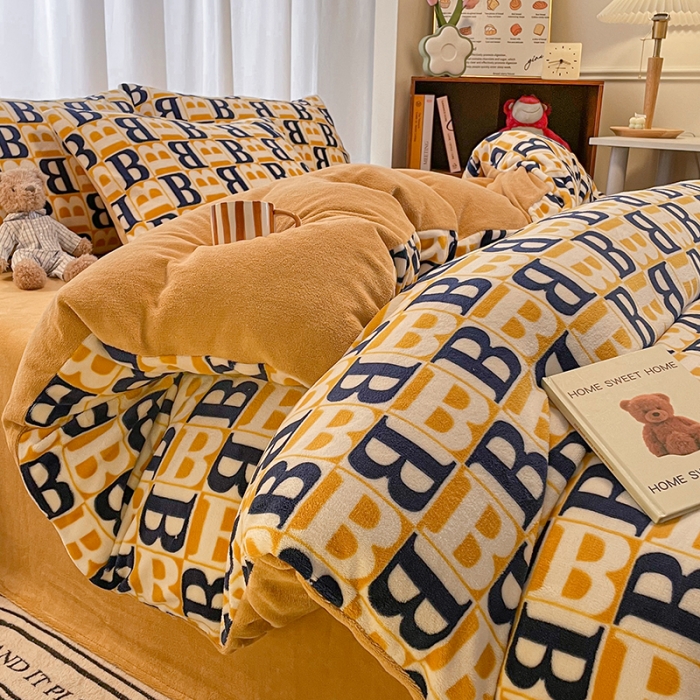 91家纺网 家纺一手货源 找家纺 大渔生活 2024新款牛奶绒印花系列四件套 剑桥