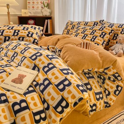 大渔生活 2024新款牛奶绒印花系列四件套 剑桥