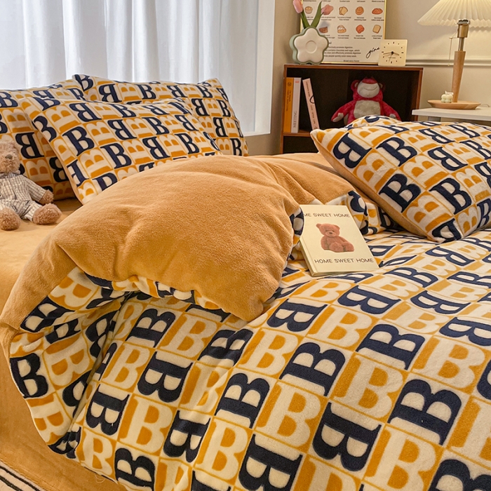 91家纺网 家纺一手货源 找家纺 大渔生活 2024新款牛奶绒印花系列四件套 剑桥