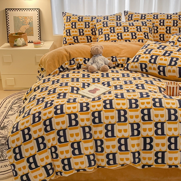 91家纺网 家纺一手货源 找家纺 大渔生活 2024新款牛奶绒印花系列四件套 剑桥