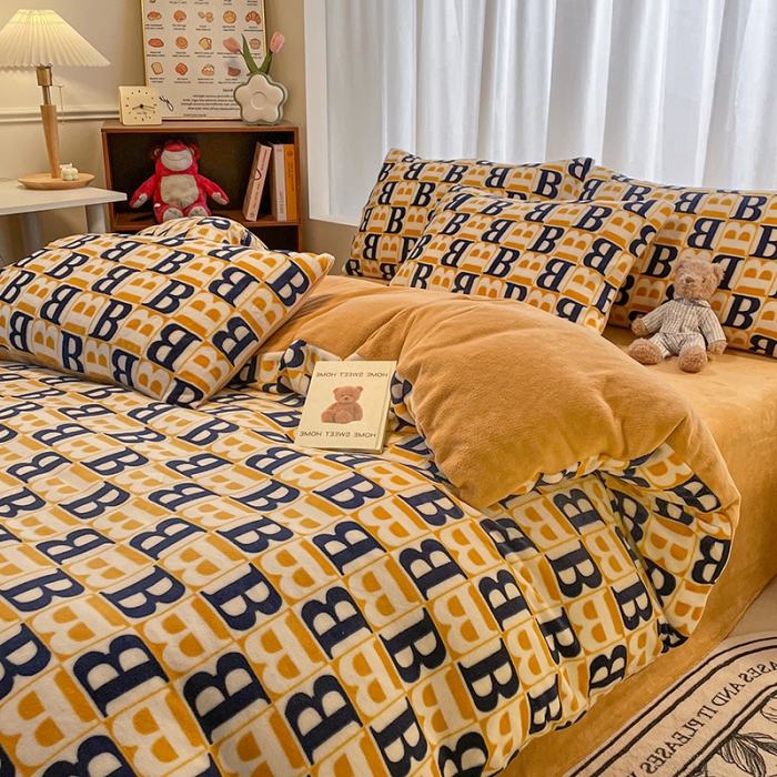 91家纺网 家纺一手货源 找家纺 大渔生活 2024新款牛奶绒印花系列四件套 剑桥