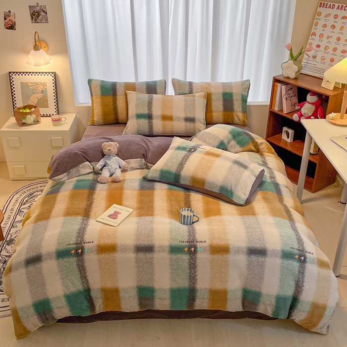 91家纺网 家纺一手货源 找家纺 大渔生活 2024新款牛奶绒印花系列四件套 栗川