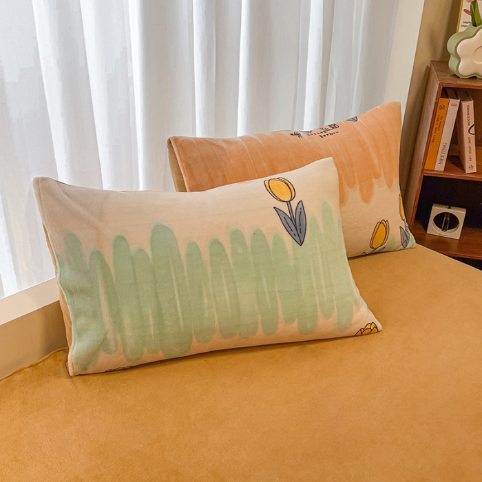 91家纺网 家纺一手货源 找家纺 大渔生活 2024新款牛奶绒印花系列四件套 梦田