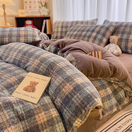 91家纺网 家纺一手货源 找家纺 大渔生活 2024新款牛奶绒印花系列四件套 长相思