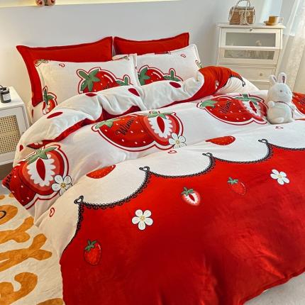 91家纺网 家纺一手货源 找家纺 （总）美莱 加厚高克重印花牛奶绒四件套直播爆款法莱绒被套