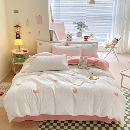 91家纺网 家纺一手货源 找家纺 眠帛家居 2024新款华夫格迪士尼米奇毛巾绣系列 米奇粉