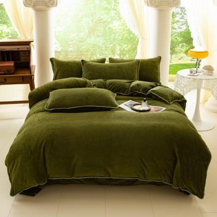 91家纺网 家纺一手货源 找家纺 （总）邦妮 2024新款华夫格牛奶绒贝壳边四件套