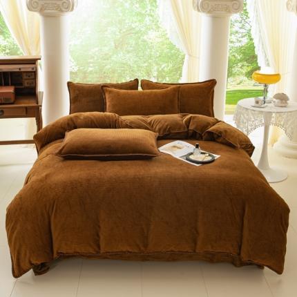 91家纺网 家纺一手货源 找家纺 （总）邦妮 2024新款华夫格牛奶绒贝壳边四件套