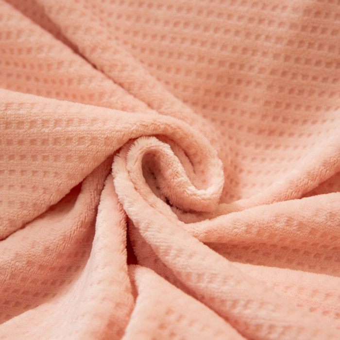 91家纺网 家纺一手货源 找家纺 邦妮 2024新款华夫格牛奶绒贝壳边四件套 华夫格-豆沙