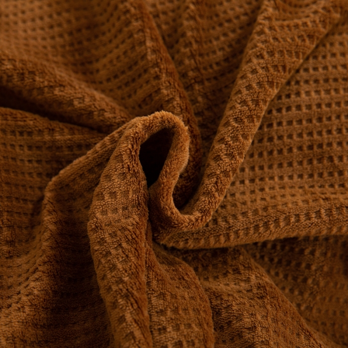 91家纺网 家纺一手货源 找家纺 邦妮 2024新款华夫格牛奶绒贝壳边四件套 华夫格-深咖