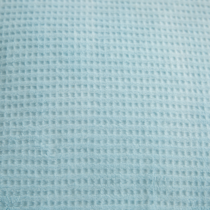 91家纺网 家纺一手货源 找家纺 邦妮 2024新款华夫格牛奶绒贝壳边四件套 华夫格-天蓝