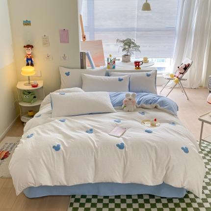 眠帛家居 2024新款华夫格迪士尼米奇毛巾绣系列 米奇天空蓝