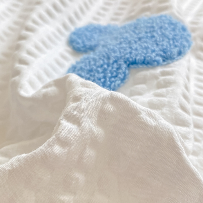 91家纺网 家纺一手货源 找家纺 眠帛家居 2024新款华夫格迪士尼米奇毛巾绣系列 米奇天空蓝