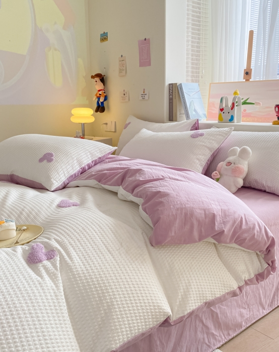 91家纺网 家纺一手货源 找家纺 眠帛家居 2024新款华夫格迪士尼米奇毛巾绣系列 米奇浅紫