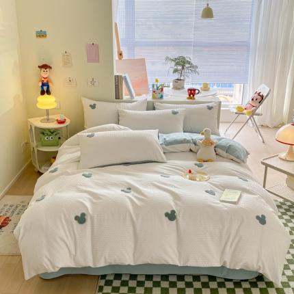 眠帛家居 2024新款华夫格迪士尼米奇毛巾绣系列 米奇繁星蓝