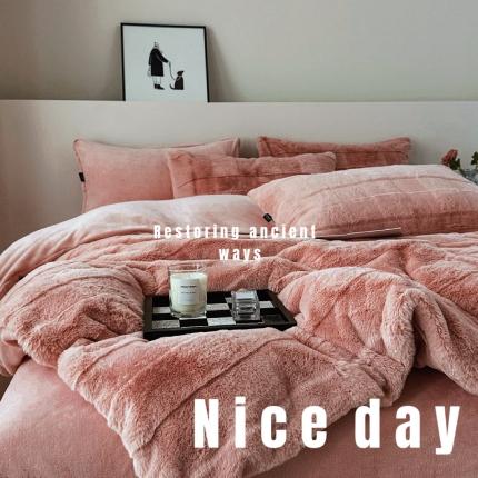 乐视 2024新款兔兔绒立体剪花绒四件套 黎梦-豆沙粉